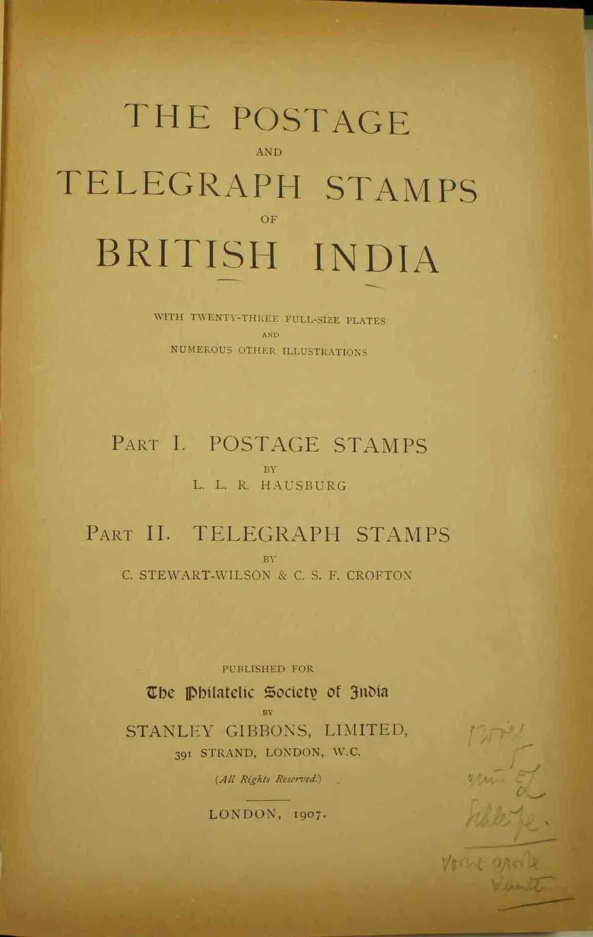 Classics Postage Telegraph Stamps British India Hausberg Title