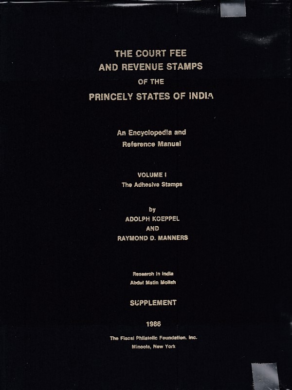 Revenues Court Fee Princely States India Koeppel Manners Vol 1 Supplement