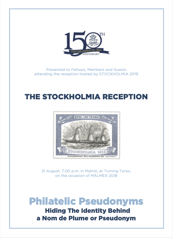 Stockholmia 2019 Philatelic Pseudonyms
