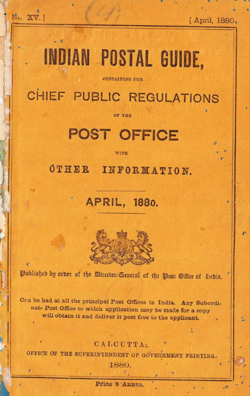 Indian Postal Guide 1880 April Cover