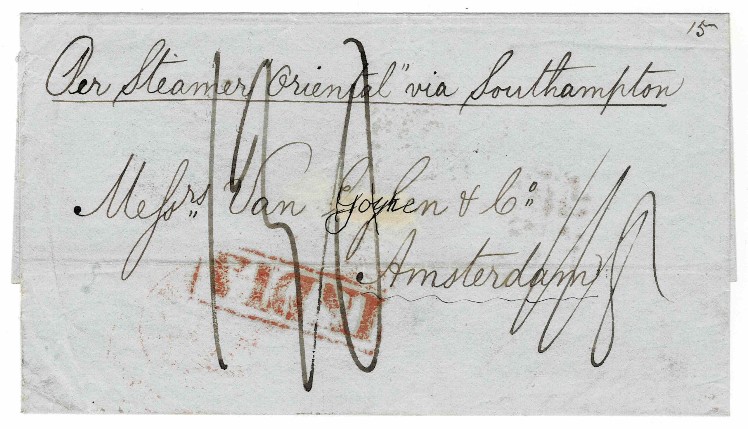 India Netherlands 1852 Letter Front