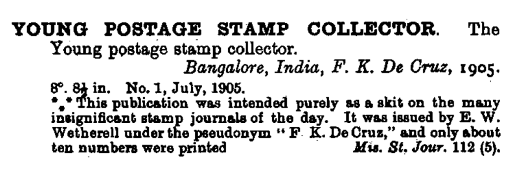 Figure 2. Young Postage Stamp Collector Crawford Catalogue