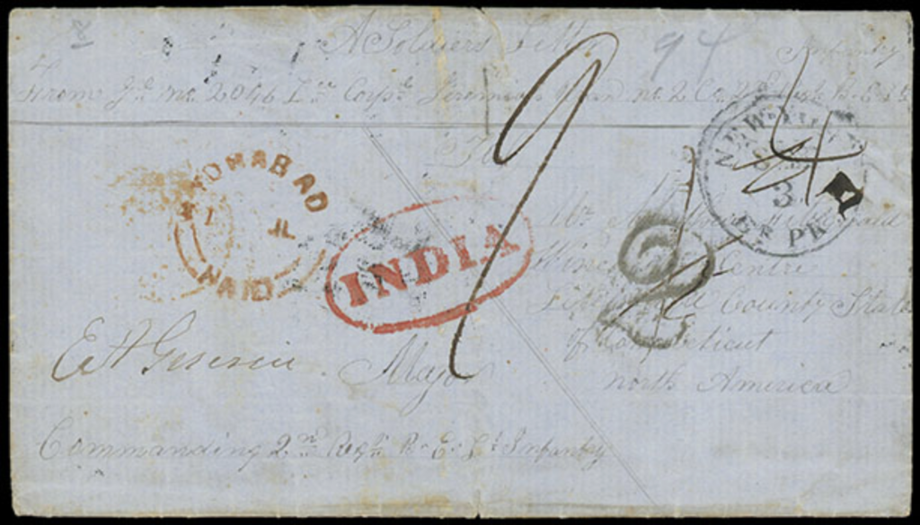 Figure 10. Soldiers' Letter Hyderabad Scinde to USA Rumsey Auction Sescal 2018