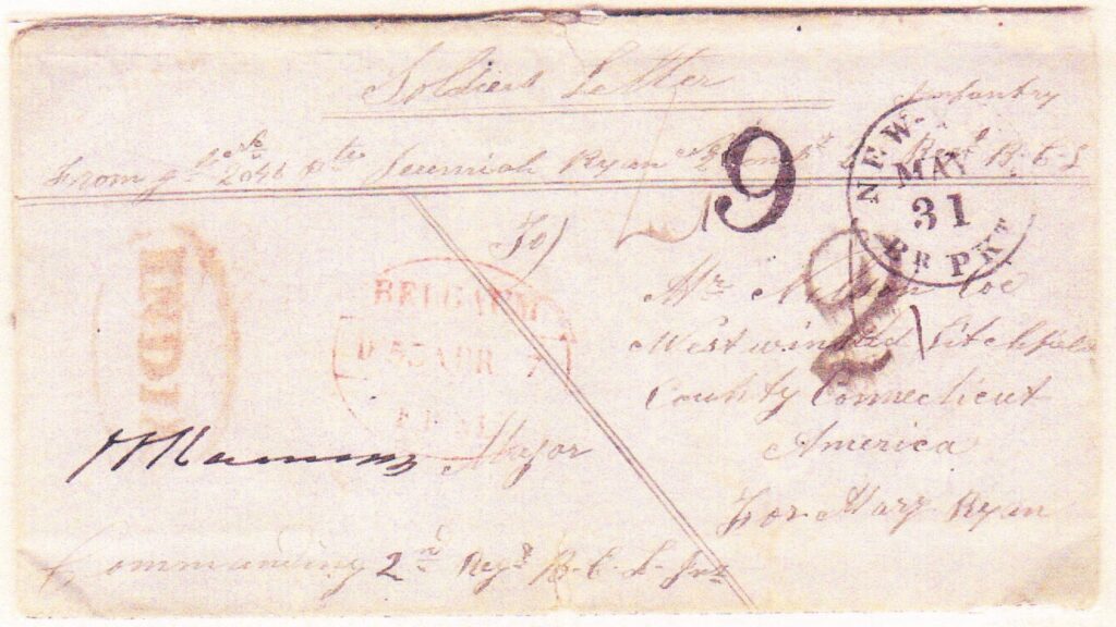 Figure 2. Soldiers' Letter Belgaum to US 1853