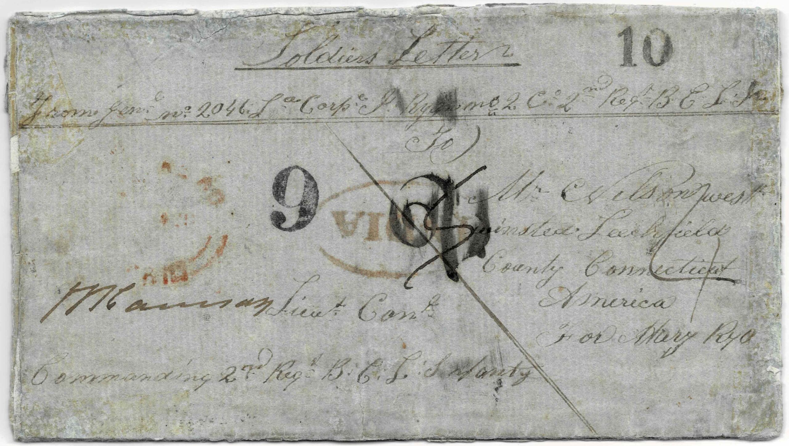 Figure 9. Soldiers' Letter Hyderabad Scinde to US Soldiers Front