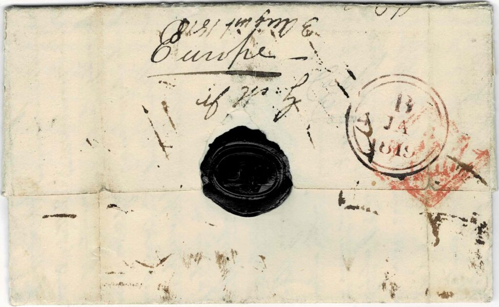 Figure 8b. GB 1818.08 Packet 4s10d KINGS POST Rear
